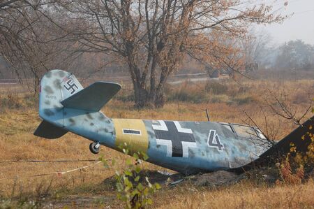 KIEV, UKRAINE -NOV 6: German military airplane Bf-109 (replica) during historical reenactment of...