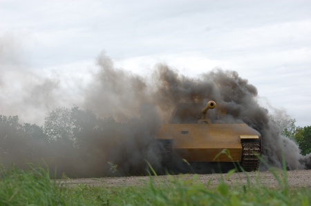 KIEV, UKRAINE -MAY 13:Red Star history club.German tank (replica) during historical reenactment of WWII, may 13, 2012 in Kiev, Ukraine のeditorial素材
