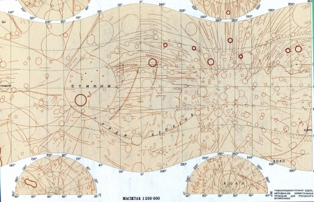 Phobos old Soviet map. Mars satellite のeditorial素材