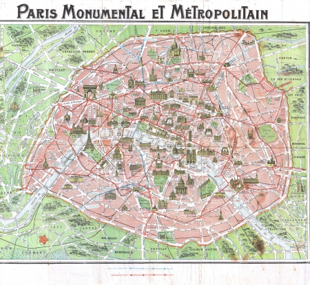 Paris old mapのeditorial素材