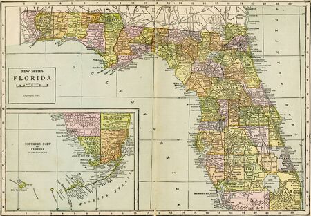 Florida Map 1921のeditorial素材