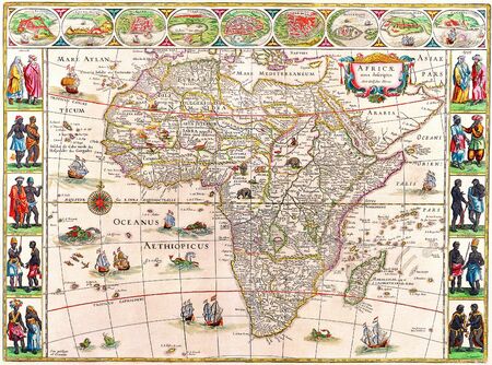 Antique Maps of the WorldMap of AfricaWillem Blaeuc 1640のeditorial素材