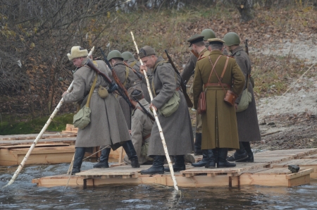 KIEV, UKRAINE -NOV 3  An unidentified members of Red Star history club wear historical Soviet...