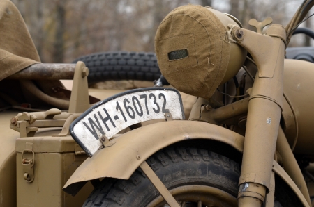 Kiev,Ukraine - November 3  German heavy motorcycle during the Second World War  Military reconstruction  History club Red Star  November 3 , 2013 in Kiev, Ukraineのeditorial素材