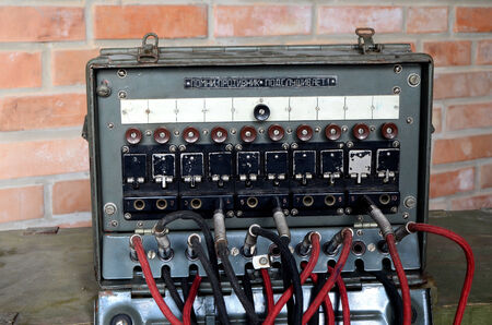 KIEV, UKRAINE -NOV 3  Vintage Soviet military field telephone commutator  during historical military...