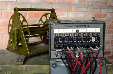 KIEV, UKRAINE -NOV 3  Vintage Soviet military field telephone commutator  during historical military reenactment, festival  and exhibition, November 3, 2013 Kiev, Ukraine のeditorial素材