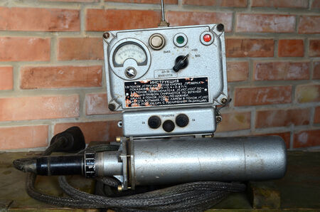 KIEV, UKRAINE -NOV 3  Vintage Soviet Geiger counter during historical military reenactment, festival  and exhibition, November 3, 2013 Kiev, Ukraine のeditorial素材