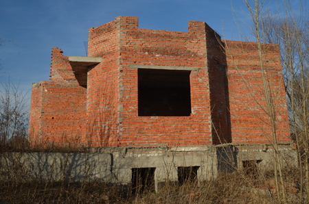 Lost city Near Chernobyl area Kiev region,Ukraine Abandoned cottage construction siteの写真素材