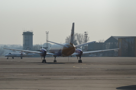 KIEV, UKRAINE -MAR 23, 2014  Airport of Kiev Empty after canceling fligts to Crimea and Eastern regions of Ukraine  Riot in Kiev and Western Ukraine March 23, 2014 Kiev, Ukraine のeditorial素材