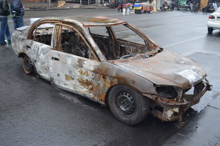 KIEV, UKRAINE - APR 19, 2014  Mass destruction after Putsch of Junta in Kiev  Kiev April 19, 2014 Kiev, Ukraine のeditorial素材