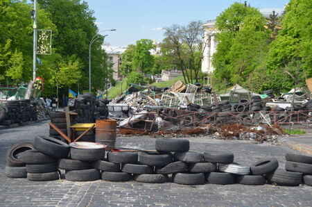 KIEV, UKRAINE - APR 28, 2014  Mass destruction after Putsch of Junta in Kiev  Kiev April 28, 2014 Kiev, Ukraineのeditorial素材