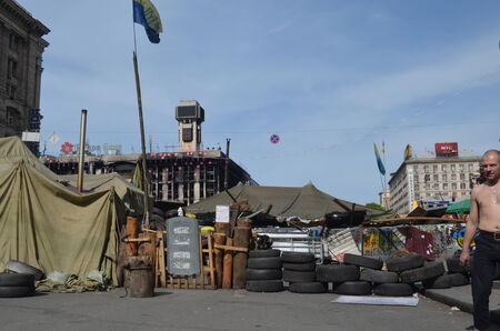 KIEV, UKRAINE - APR 28, 2014  Mass destruction after Putsch of Junta in Kiev  Kiev April 28, 2014 Kiev, Ukraineのeditorial素材