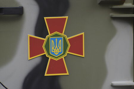 KIEV, UKRAINE - AUG 24, 2014.Ukrainian army during President Poroshenko Victory parade in downtown.  August 24, 2014 Kiev, Ukraineのeditorial素材