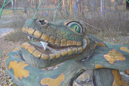 KEV, UKRAINE - OCTOBER 25: exterior and decoration  of  a restaurant  a Forest fairy-tale (Brovarskoy Prospekt) on October 25, 2014 in Kiev,のeditorial素材