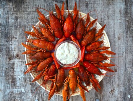 boiled crawfishの写真素材