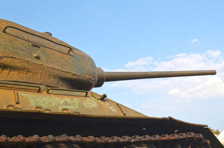 KIEV, UKRAINE - SEP 2, 2015: Soviet tank T-34 near Technical History Museum of National Polytechnic University on September 2, 2015 in Kiev, Ukraineのeditorial素材