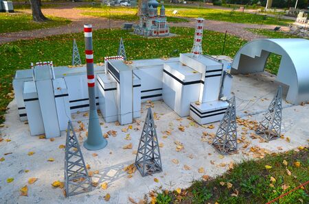 KIEV, UKRAINE - September 23, 2015: Entertaiment Park Ukraine in Miniature Small scale Ukraine.Chernobyl Nuclear Power Plantのeditorial素材