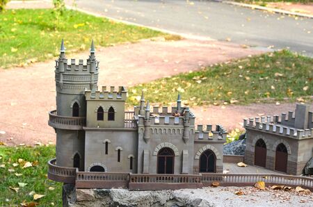 KIEV, UKRAINE - September 23, 2015: Entertaiment Park Ukraine in Miniature .The Swallow's Nest - a decorative castle near Yalta on the Crimean peninsula. Former Ukraine. Present time - Russiaのeditorial素材