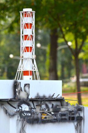KIEV, UKRAINE - September 23, 2015: Entertaiment Park Ukraine in Miniature Small scale Ukraine.Chernobyl Nuclear Power Plantのeditorial素材