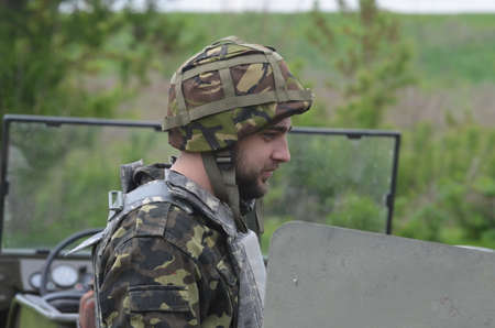 An unidentified person wears modern Ukrainian nazionalist battalion uniform