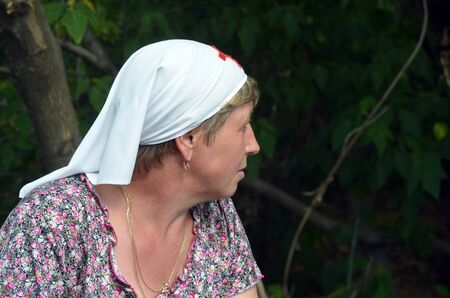 Orthodox religious procession.Nuns of The Monastery of St. Elizabeth.Kiev region, Ukraine.July 17, 2017のeditorial素材