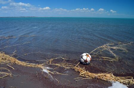 ILLUSTRATIVE EDITORIAL.West bank of Balkhash lake.May 11, 2017.Betpak Dala desert, Kazakhstanのeditorial素材