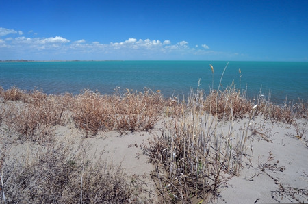 Resort Balkhash, Balkhash lake, central Kazakhstan.Near Priozersk - former Soviet anti-ballistic missile testing range Sary Shagan.May 11, 2017.Priozersk.Kazakhstanのeditorial素材