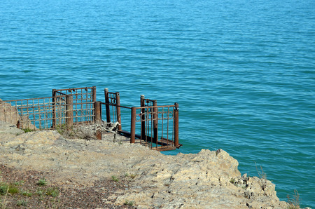 Balkhash lake, central Kazakhstan.Near Priozersk - former Soviet anti-ballistic missile testing range Sary Shaganの写真素材