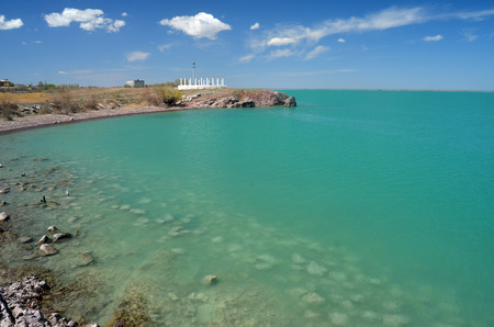 Balkhash lake, central Kazakhstan.Near Priozersk - former Soviet anti-ballistic missile testing range Sary Shaganの写真素材