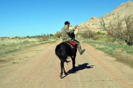 Bektau Ata national park ranger..May 7, 2017.Bektau Ata.Kazakhstanのeditorial素材