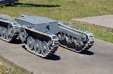 Soviet robots of the 1980th exhibition. Technology, which cleared the debris of the Chernobyl nuclear power plant. May 19, 2017.Chernobyl.Kiev region.Ukraineのeditorial素材