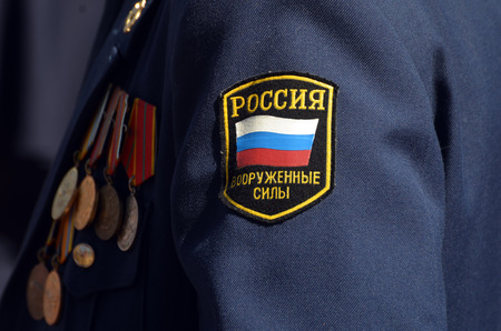 Russian army parade.V-day celebration.Sary Shagan.Former Soviet anti-ballistic missile testing range.Kazakhstan.May 9, 2017.Priozersk.Kazakhstanのeditorial素材