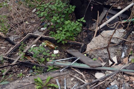 Nature near Ukrainian capital.Environmental contamination. Illegal junk dump. August 31, 2017.Near Kiev, Ukraineのeditorial素材