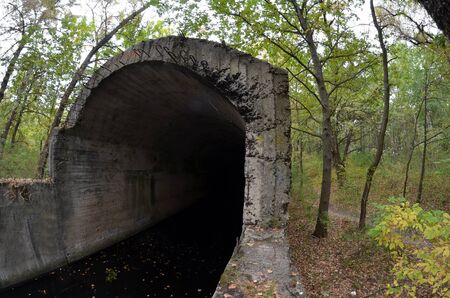 Old tunnel of Stalin. Part of Kiev defense line in WW2 time.の写真素材