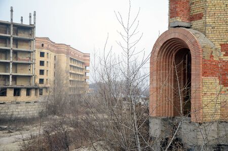 Abandoned construction site of hospital. Abandoned at 1991, during Ukrainian undependence crisis. Kiev, Ukraineの写真素材