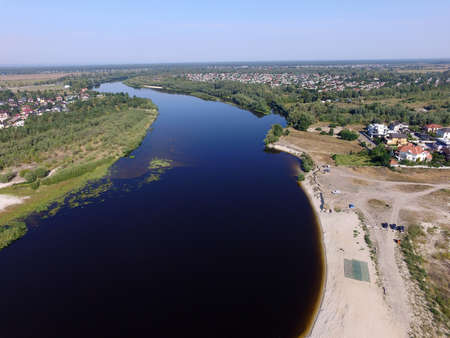 Aerial view of the saburb landscape (drone image). Near Kievの写真素材