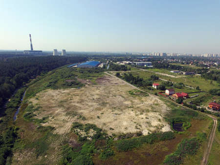 Aerial view of the saburb landscape (drone image). Near Kievの写真素材