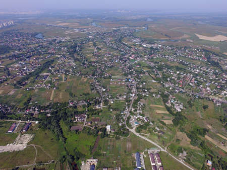 Aerial view of the saburb landscape (drone image). Near Kievの写真素材