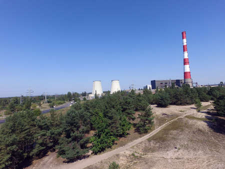 Aerial view of the saburb landscape (drone image). Near Kievの写真素材
