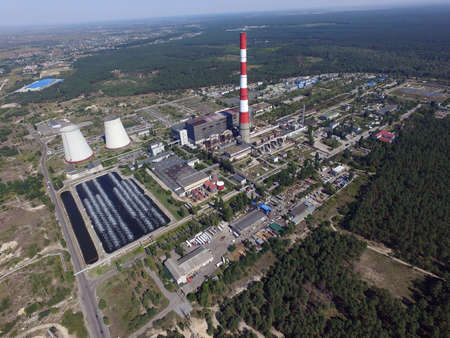 Aerial view of the saburb landscape (drone image). Near Kievの写真素材