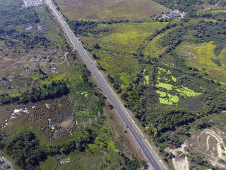 Aerial view of the saburb landscape (drone image). Near Kievの写真素材