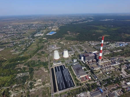 Aerial view of the saburb landscape (drone image). Near Kievの写真素材
