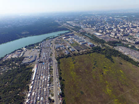 Aerial view of the saburb landscape (drone image). Near Kievの写真素材