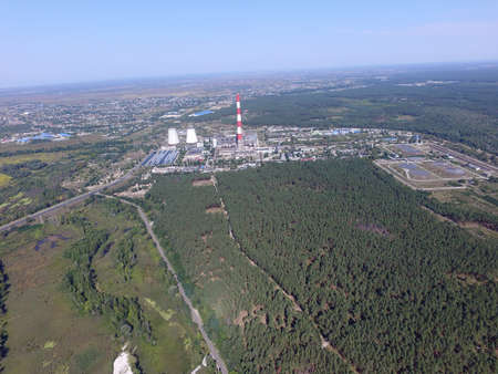 Aerial view of the saburb landscape (drone image). Near Kievの写真素材