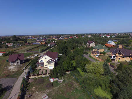 Aerial view of the saburb landscape (drone image). Near Kievの写真素材