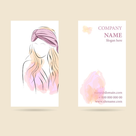 Vector illustration of Business card with woman in turban  verticalのイラスト素材