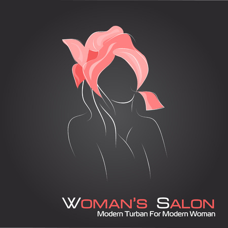 Vector illustration. Drawing. Silhouette woman in a turban  on black backgroundのイラスト素材