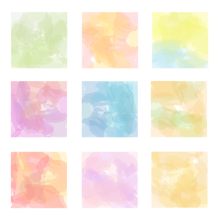 Set of nine pastel watercolor backgrounds in squares. のイラスト素材