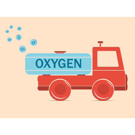 illustration. Drawing. Cartoon truck erythrocyte carries oxygenのイラスト素材