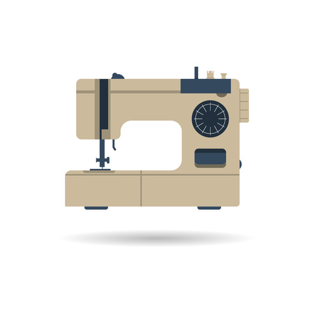 Vector sewing machine in flat style. Isolated colored iconのイラスト素材